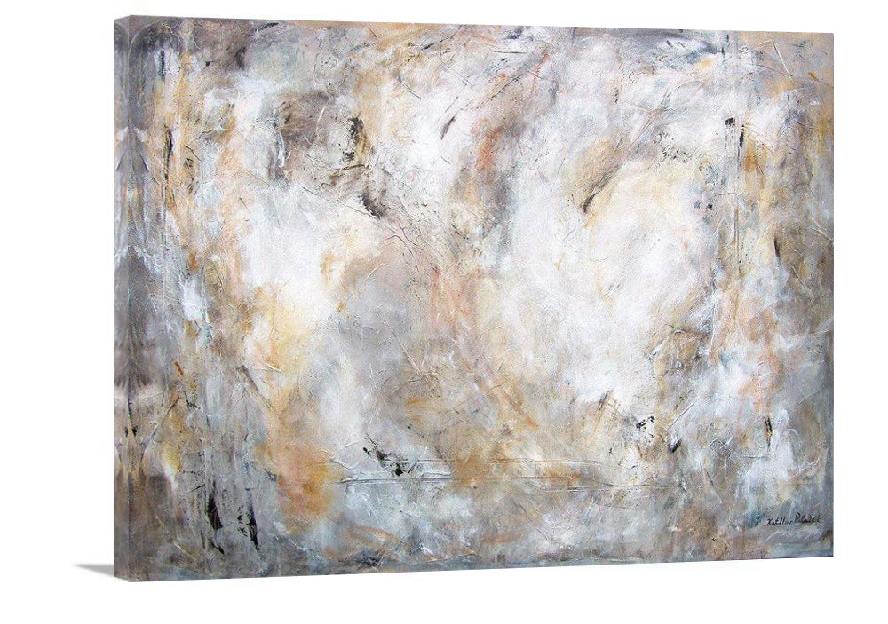 Abstract Painting Print in Neutral Colors - "The Essence of Time" - Chicago Skyline Art