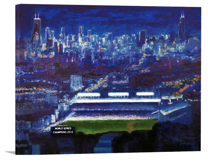 Chicago Skyline Canvas - "Wrigley Field at Night"