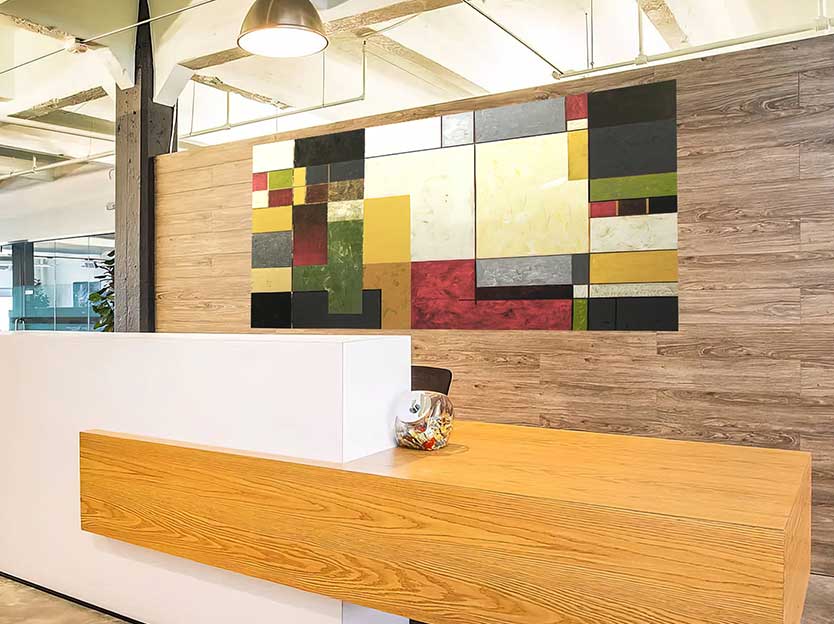 One of a kind custom artwork for offices, lobbies and reception areas.