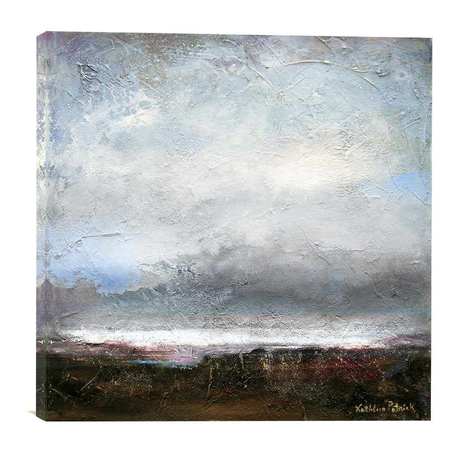 Ready to Hang Neutral Abstract Landscape Canvas Print "Horizon Sunset"