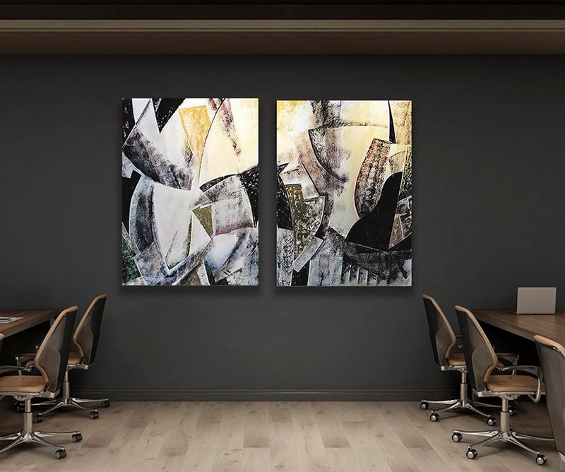 Large, multi-panel original paintings can be custom created for your business.