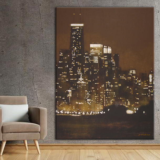 Chicago Aglow Tonight print on canvas