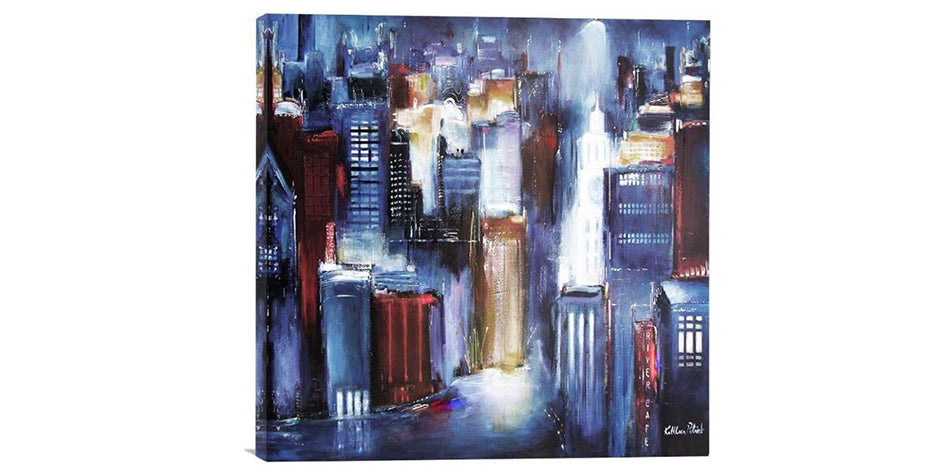 Chicago Skyline Canvas Print - On the Chicago River Tonight