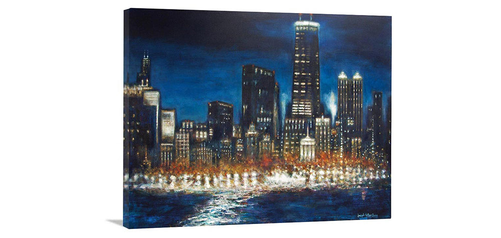 Chicago Night Skyline Canvas Print - Chicago at Night
