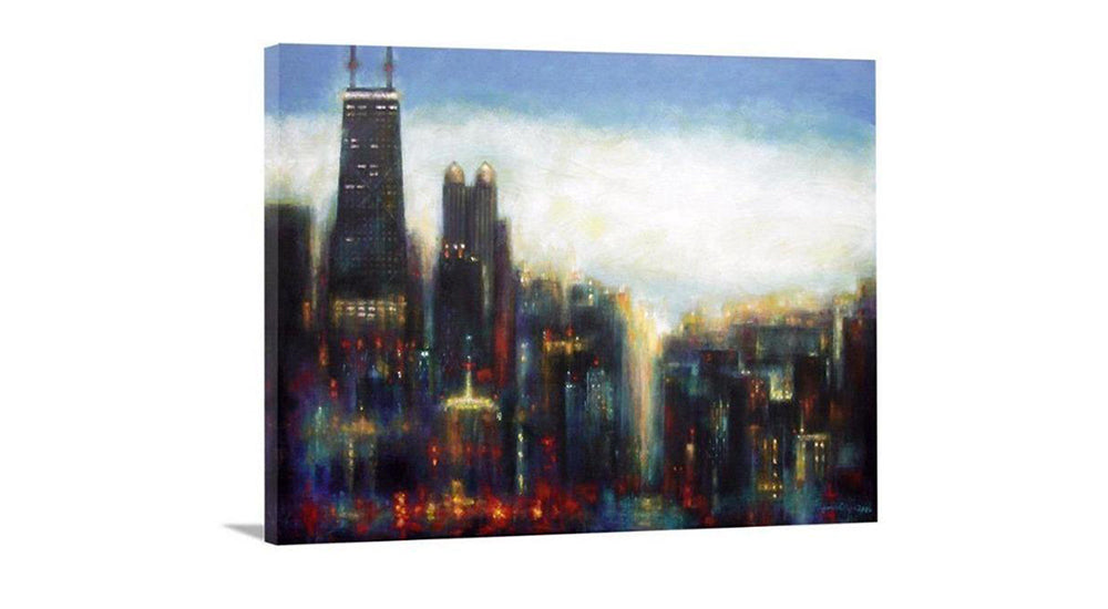 Chicago Skyline Art Canvas Print - Chicago - Misty Morning