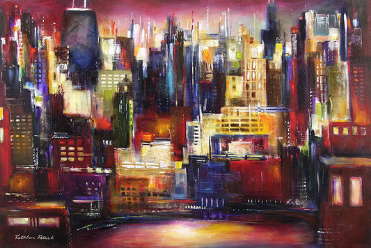 Colorful Chicago Cityscape Canvas Print - City View