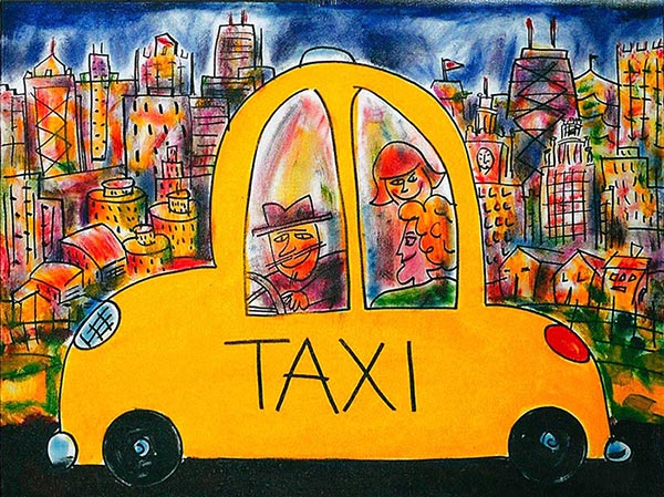 A commissioned Chicago skyline painting - ordered by the owner of Yellow Cab.