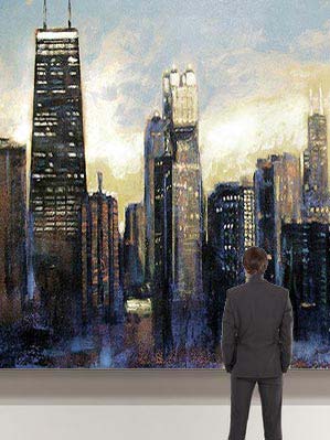 Chicago cityscape paintings can be as large as you wish! On wallpaper, metal or acrylic glass.