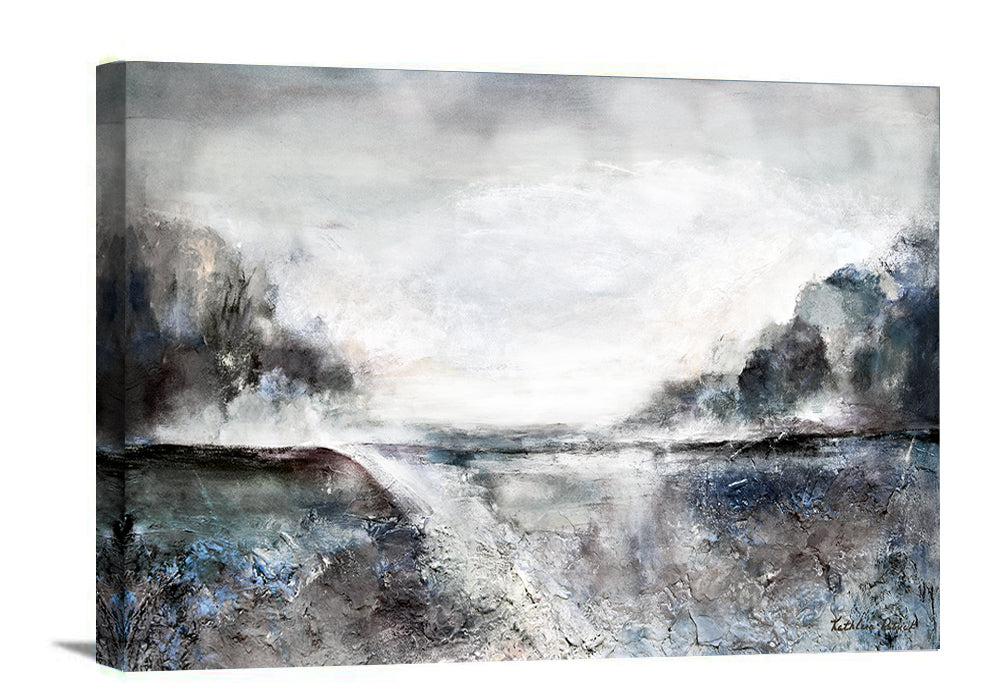 Wire and Ready to hang Neutral Abstract Landscape Canvas Print "Walking Toward the Sunset"