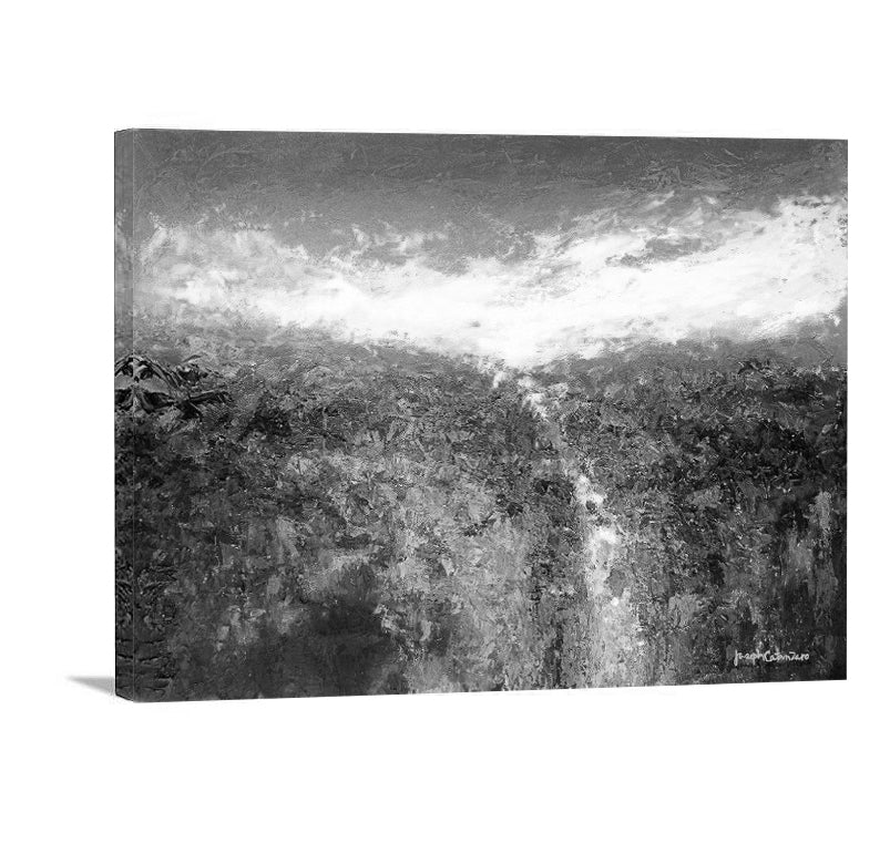 black and white landscape painting print on canvas