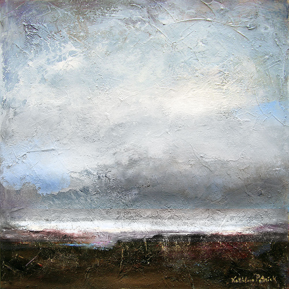 Neutral Abstract Landscape Painting "Horizon Sunset"