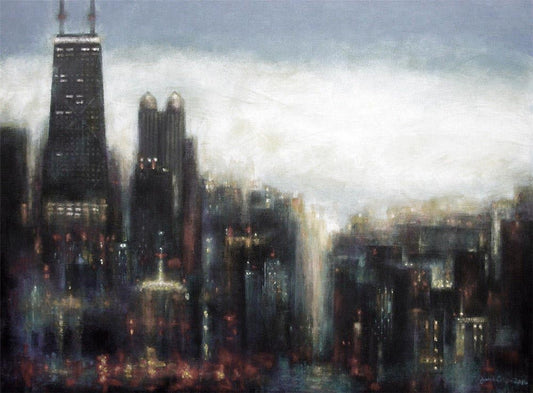 A Chicago Cityscape Canvas Print in Neutrals by artist Joseph Catanzaro.