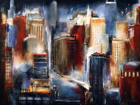 This canvas print brings the remarkable Chicago skyline to life with vibrant colors.
