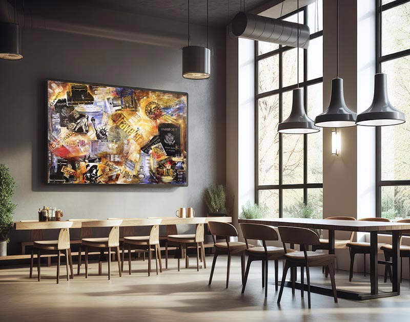 Personalized travel artwork can be created for any setting.