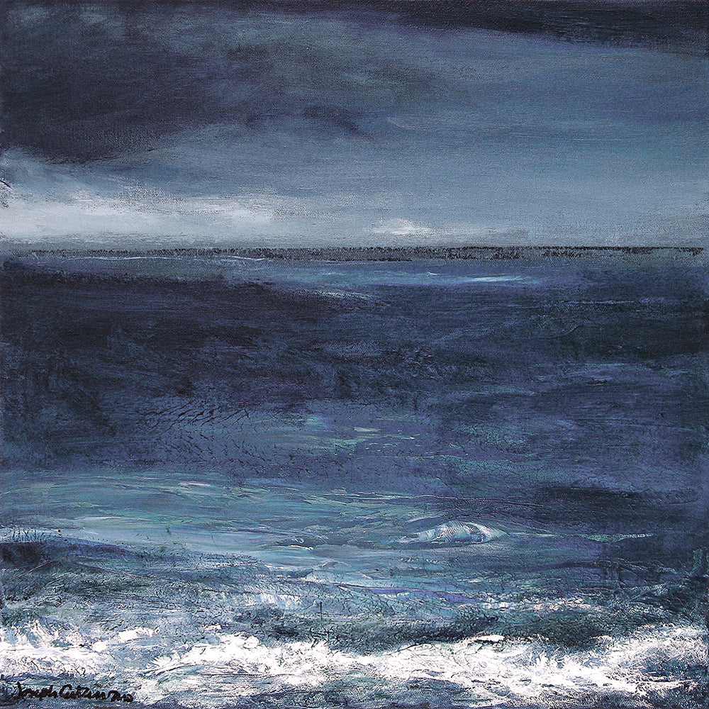 Seascape Canvas Print in Neutrals - "Late Evening Waves" by Chicago artist Joseph Catanzaro