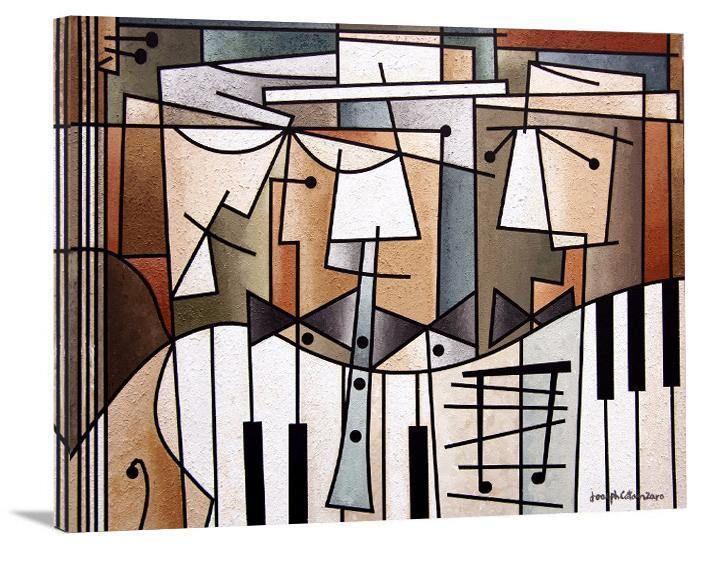 Music Art Print on Canvas - "Three Musicians" - Chicago Skyline Art
