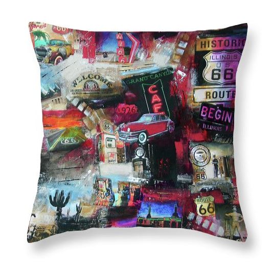 Route 66 Art Throw Pillow