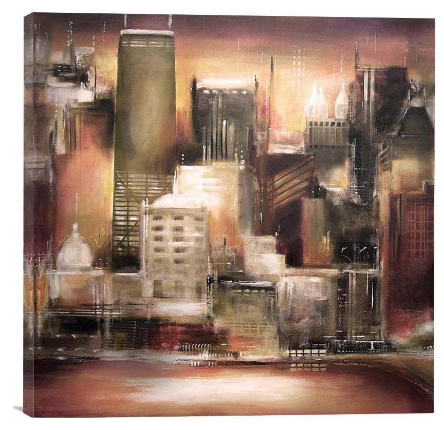 Chicago Skyline Canvas Print - "Oak Beach Sunset - Chicago" - Chicago Skyline Art