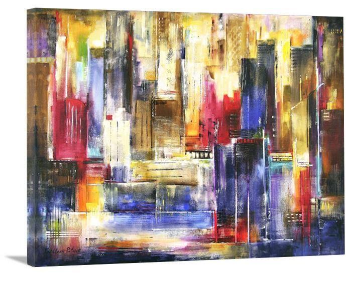 Large Abstract Cityscape Painting Print - "In The City Today" - Chicago Skyline Art