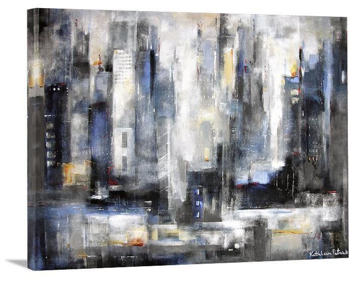 Abstract Skyline Print on Canvas in Neutral Colors