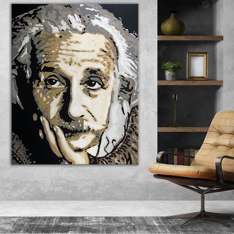 Albert Einstein Painting - "Einstein Thinking"