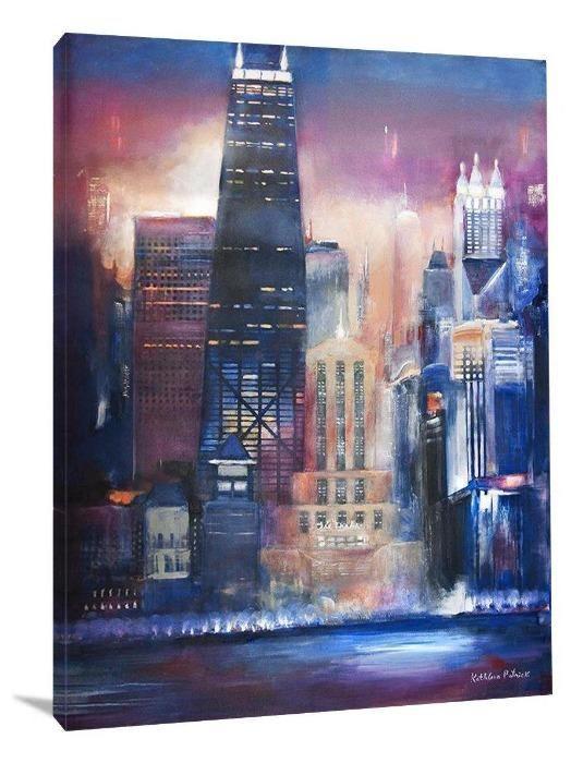 Chicago Skyline Canvas Print - "Chicago Sunset - Oak Beach"