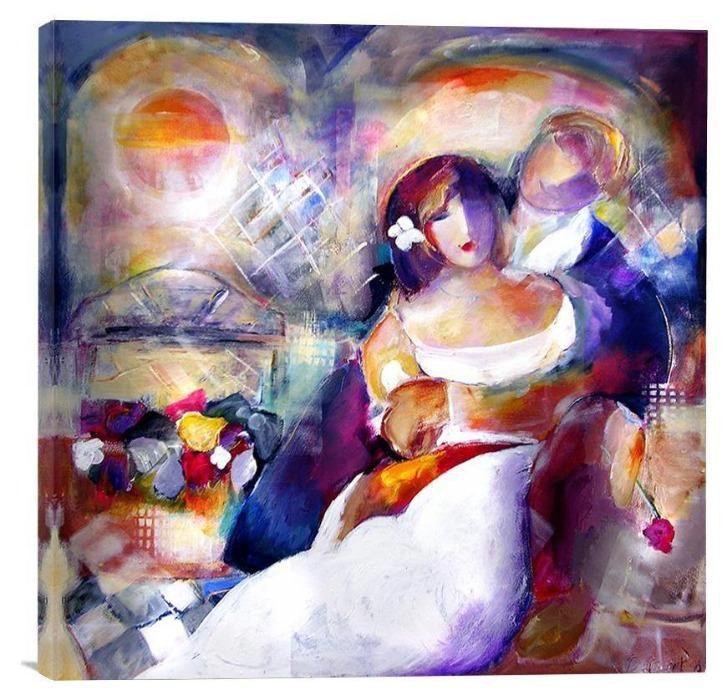 Romantic Art Print on Canvas - "In Love" - Chicago Skyline Art