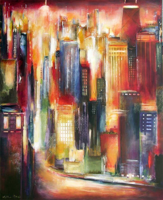 Canvas Print- "Sunset - Chicago River Skyline"