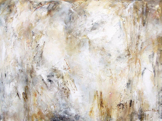 Abstract painting print in neutral tones.