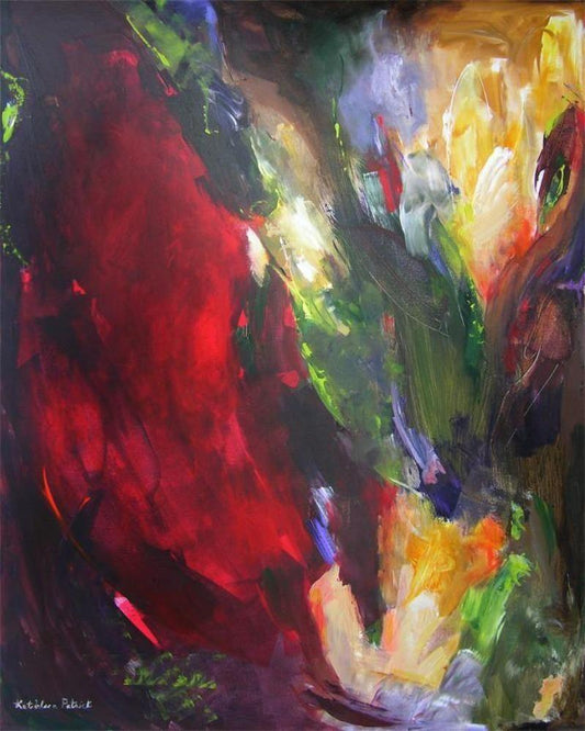 Abstract canvas art print in glowing jewel tones