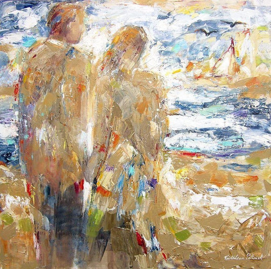 Contemporary Seashore Art Print - "By the Sea" - Couple at the beach