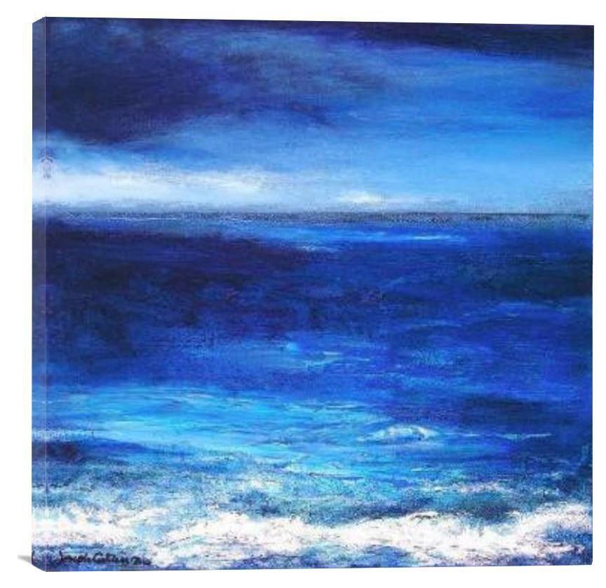 Landscape Art Canvas Print -"Rolling Onto the Shore" - Chicago Skyline Art