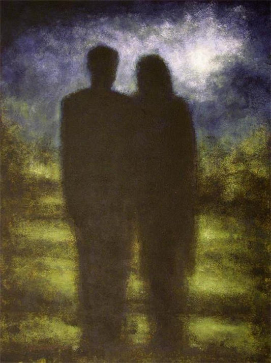 A Man and Woman Looking at The moon print on canvas