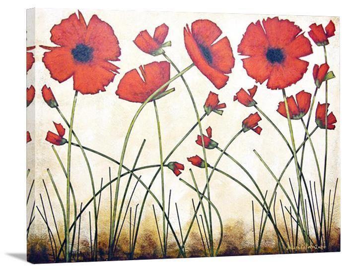 Red Poppy Canvas Print - " Poppies Swaying in the Breeze Today" - Chicago Skyline Art