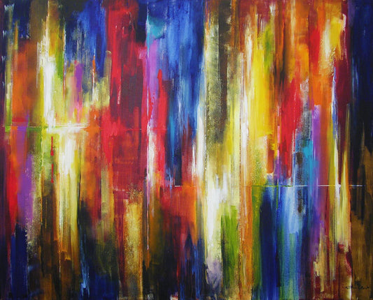 Abstract Cityscape Canvas Print - City Rhythms Aglow