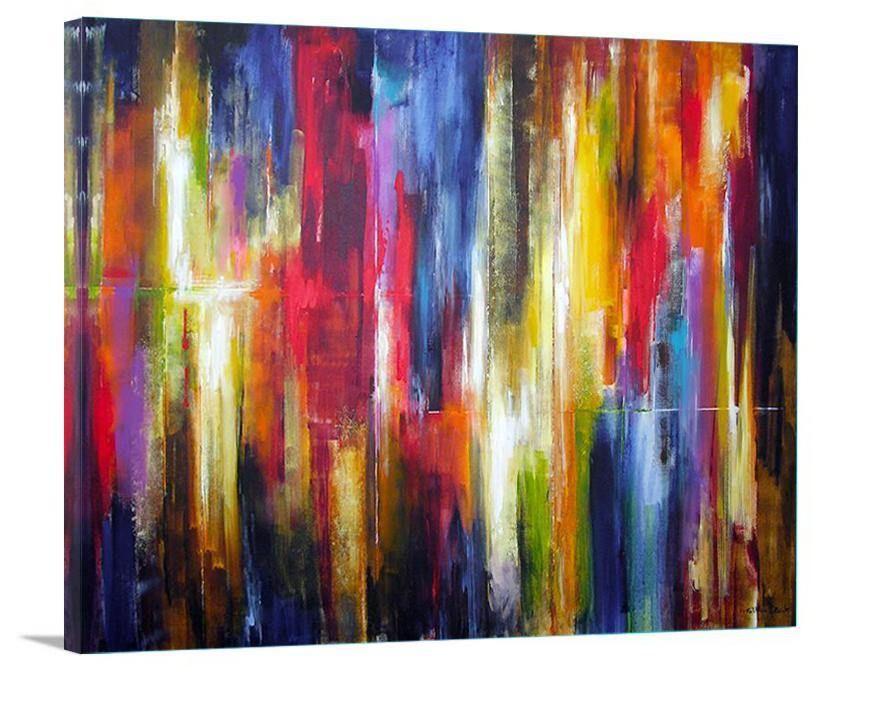 Original Abstract Canvas Print - "City Rhythms Aglow" - Chicago Skyline Art