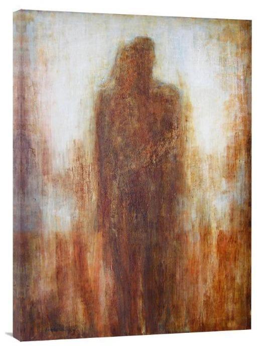 Romantic Couple Canvas Art Print in Neutrals - "Just Us" - Chicago Skyline Art