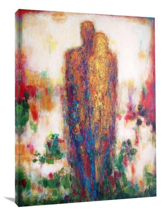Man and Woman Art Print - "Here Together" - Chicago Skyline Art
