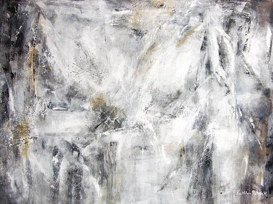 Abstract Art Canvas Print in Black, White and Gray -