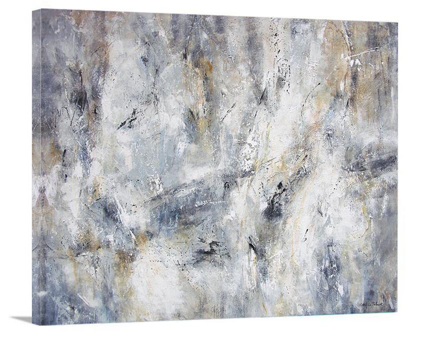 Neutral Abstract Canvas Wrap Print - "Traces of Time" - Chicago Skyline Art