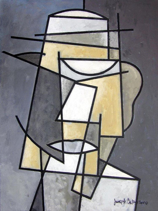 Gray Abstract Art Canvas Print - "Mr. Man"
