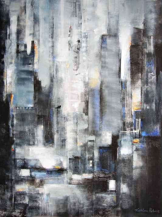 Neutral Abstract Cityscape Painting - "Center of the City"