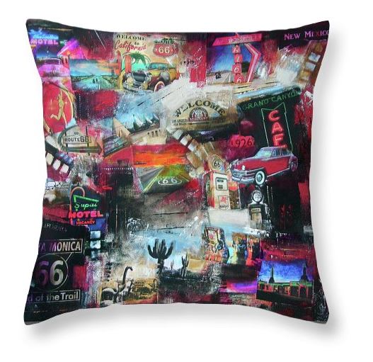Route 66 Art Throw Pillow #2