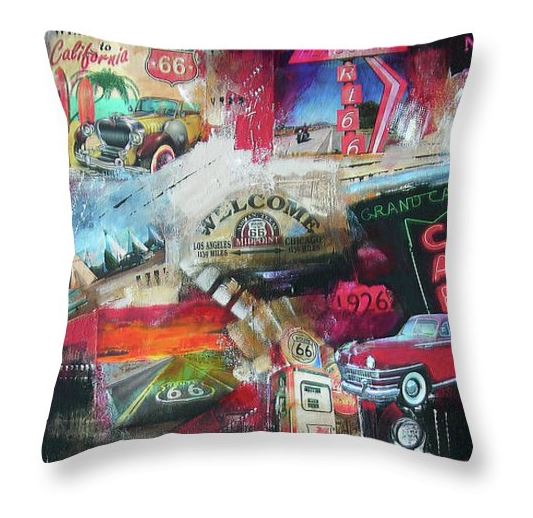 Route 66 Art Throw Pillow #3