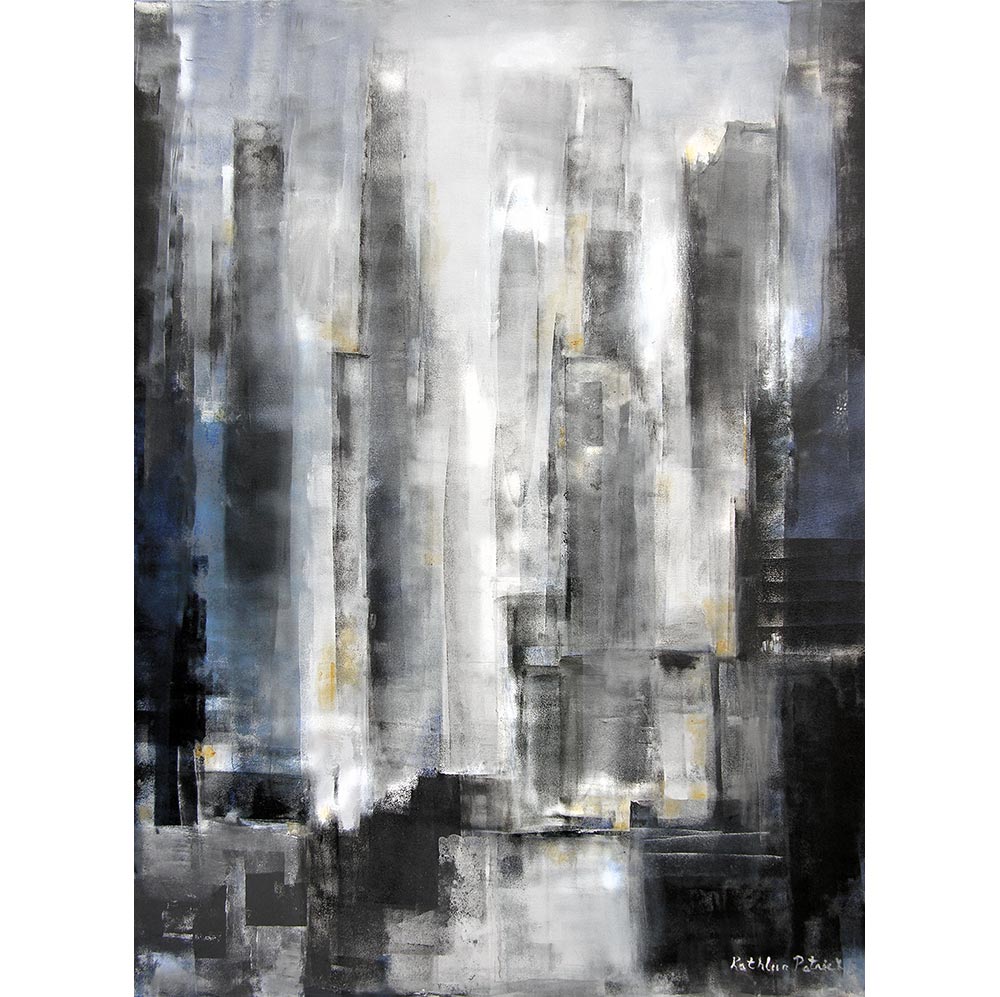 Neutral Abstract Cityscape Artwork "Somewhere in the City"