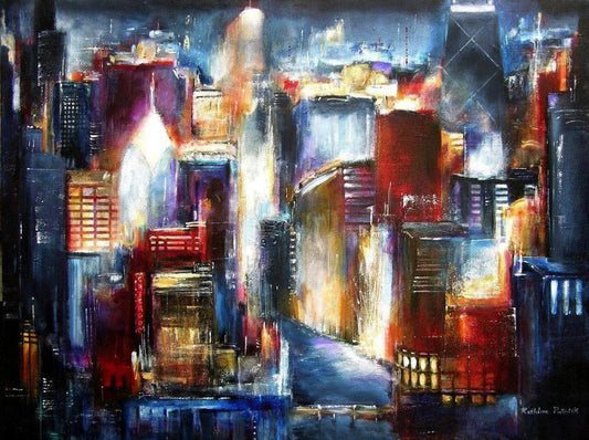 Chicago Skyline Print - "Chicago River Skyline" - Chicago Skyline Art