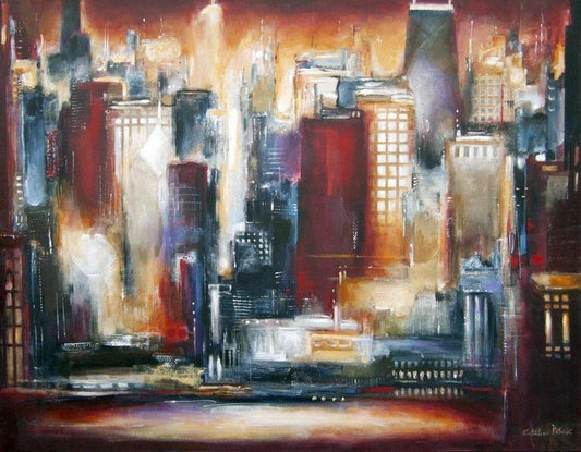 Chicago Skyline Print - "Chicago Skyline-The Sunset View"- Chicago Skyline Art