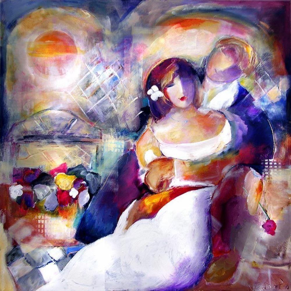 Romantic Art Print on Canvas - "In Love" - Chicago Skyline Art
