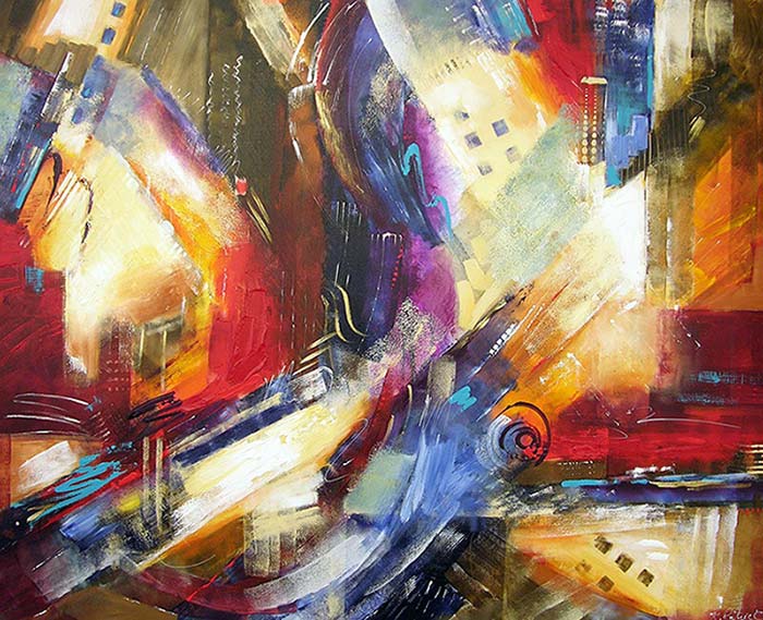 abstract skyline painting