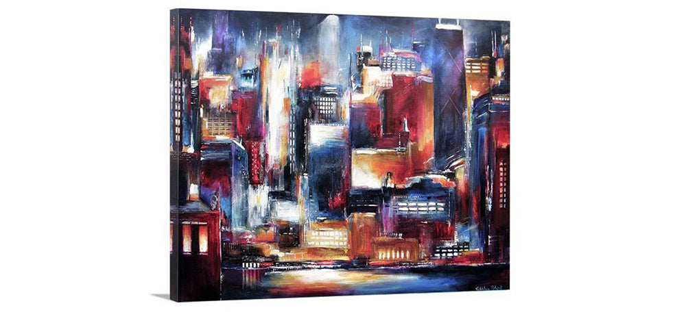 Chicago Canvas Print - "Chicago Night Skyline" - Chicago Skyline Art